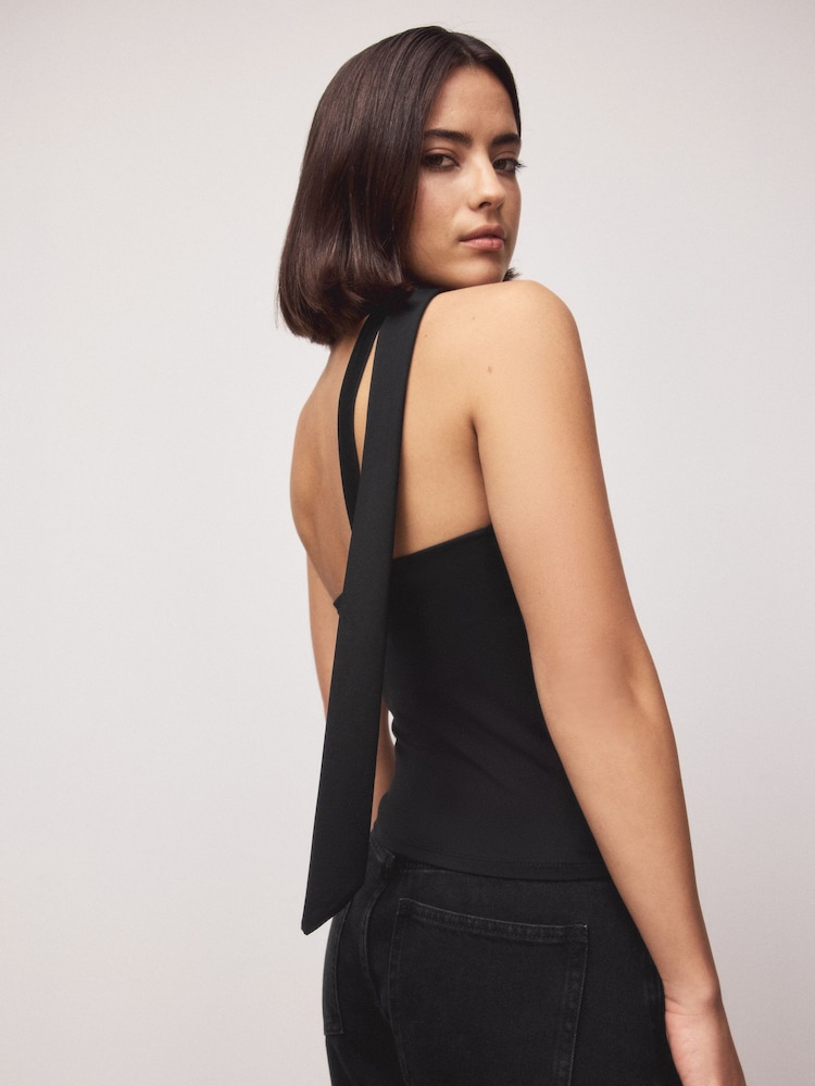 Black Soft Touch Slinky Scarf Neck Top - Image 2 of 7 Black Soft Touch Slinky Scarf Neck Top - Image 2 of 7