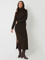 Threadbare Brown Knitted Roll Neck Maxi Dress - Image 3 of 4
