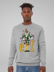 All + Every Grey Elf Buddy Cartoon Christmas Drawings Sweat Top - Image 1 of 4