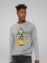 All + Every Grey Elf Buddy Cartoon Christmas Drawings Sweat Top - Image 2 of 4
