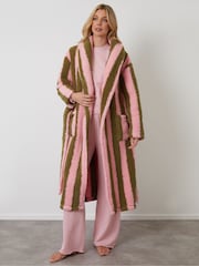Threadbare Pink Stripe Borg Dressing Gown - Image 3 of 4