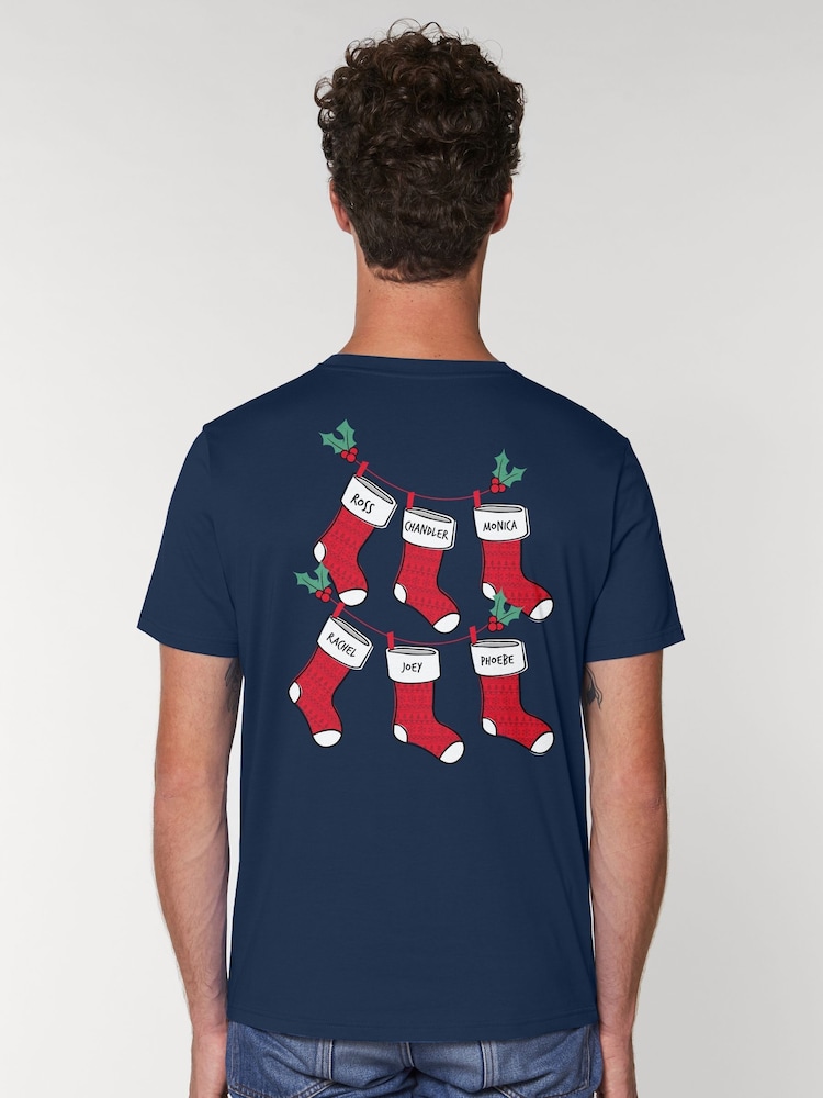 All + Every Blue Friends Christmas Stockings Back Print T-Shirt - Image 1 of 4