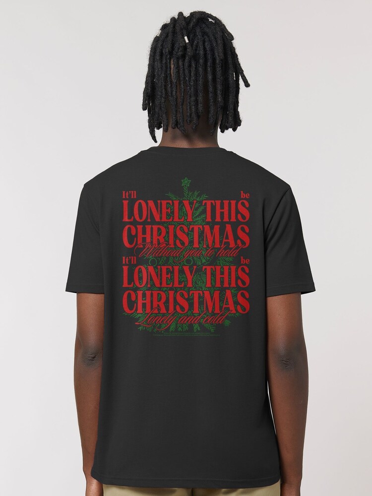 All + Every Black It'll Be Lonely This Christmas Lyrics Mud Back Print T-Shirt - Image 1 of 4 All + Every Black It'll Be Lonely This Christmas Lyrics Mud Back Print T-Shirt - Image 1 of 4