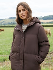 Threadbare Brown Maxi Puffer Jacket - Image 4 of 5