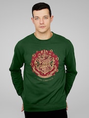 All + Every Green Harry Potter Christmas Hogwarts Crest Sweatshirt - Image 1 of 4