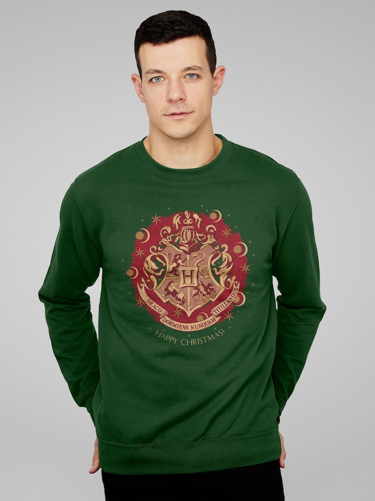 All + Every Green Harry Potter Christmas Hogwarts Crest Sweatshirt - Image 1 of 4