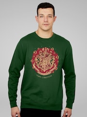 All + Every Green Harry Potter Christmas Hogwarts Crest Sweatshirt - Image 2 of 4