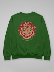 All + Every Green Harry Potter Christmas Hogwarts Crest Sweatshirt - Image 3 of 4