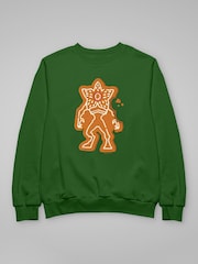 All + Every Green Stranger Things Christmas Gingerbread Demogorgon Sweatshirt - Image 3 of 4