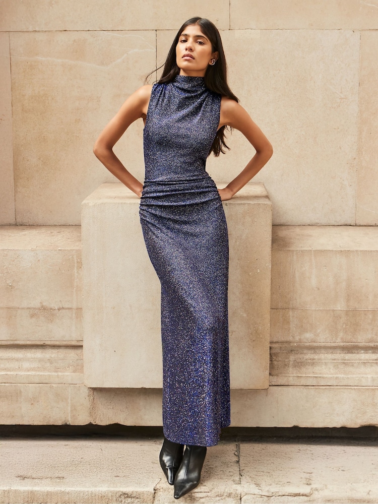 Vestido con cuello vuelto y diseño brillante de Ro&Zo - Imagen 1 de 3