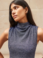 Vestido con cuello vuelto y diseño brillante de Ro&Zo - Imagen 2 de 3