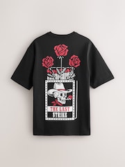 Schädel, Schwarz - Bequeme Passform - Schweres T-Shirt mit Grafikdruck - Bild 6 von 9