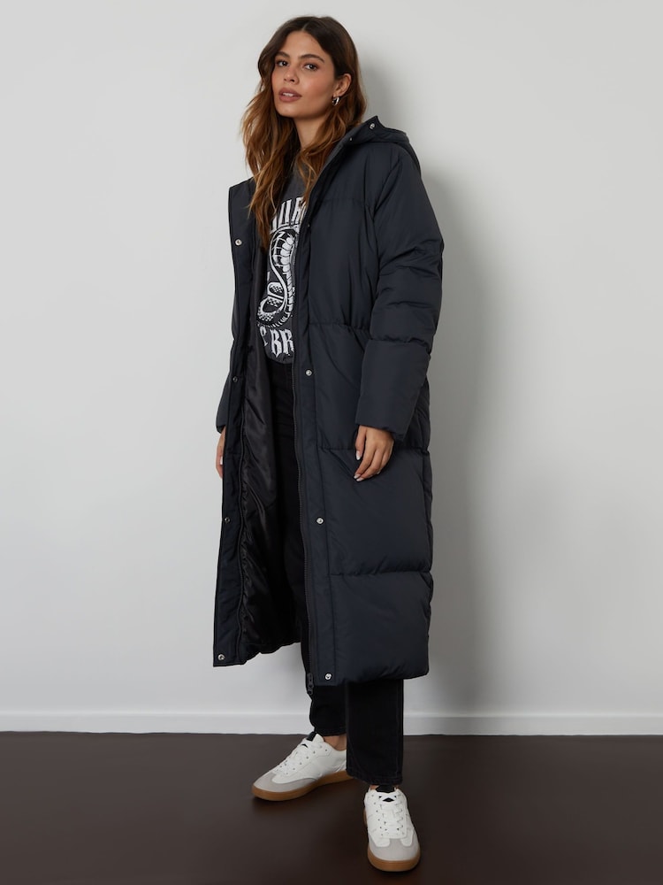 Threadbare Grey Maxi Puffer Coat - Image 2 of 5 Threadbare Grey Maxi Puffer Coat - Image 2 of 5