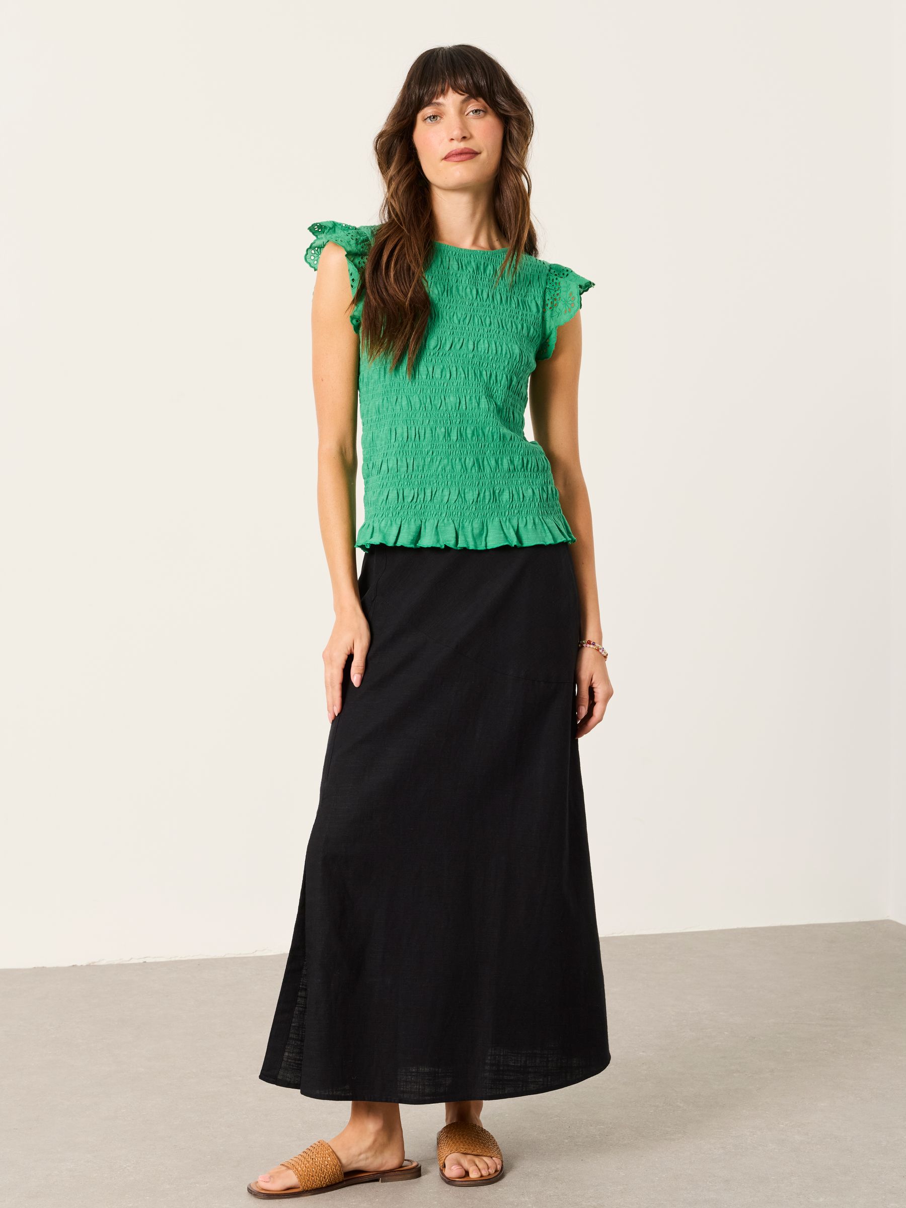 Fat Face Fatface Skye Black Midi Skirt