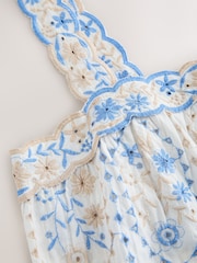 Ecru/Neutral/Blue Embroidered Top - Image 7 of 7