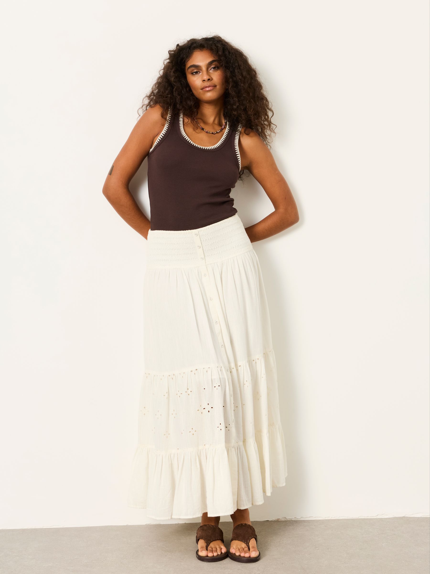 Buy FatFace Rhea Ivory Cutwork Maxi Skirt from Next Portugal