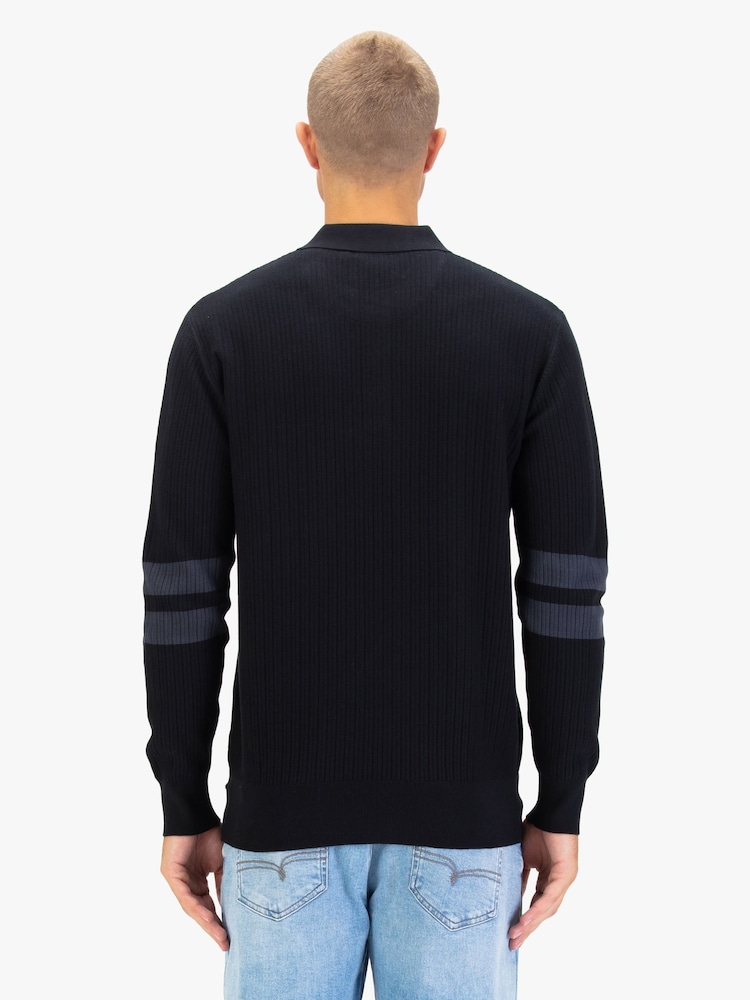 Luke 1977 Dawlish Knitted Black Polo Shirt - Image 2 of 6