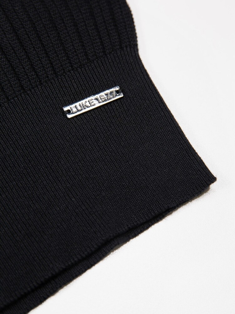 Luke 1977 Dawlish Knitted Black Polo Shirt - Image 6 of 6