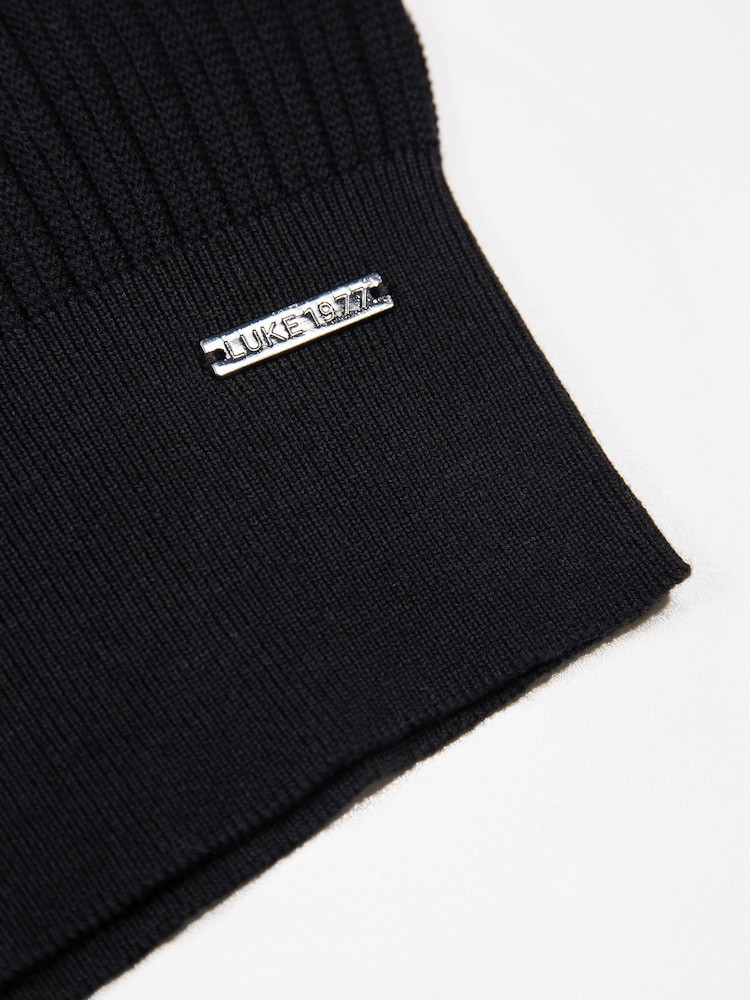 Luke 1977 Dawlish Knitted Black Polo Shirt - Image 6 of 6 Luke 1977 Dawlish Knitted Black Polo Shirt - Image 6 of 6