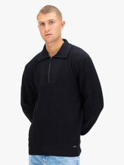Luke 1977 Lifton Black Quarter Zip Knitted Jumper - Image 3 of 7