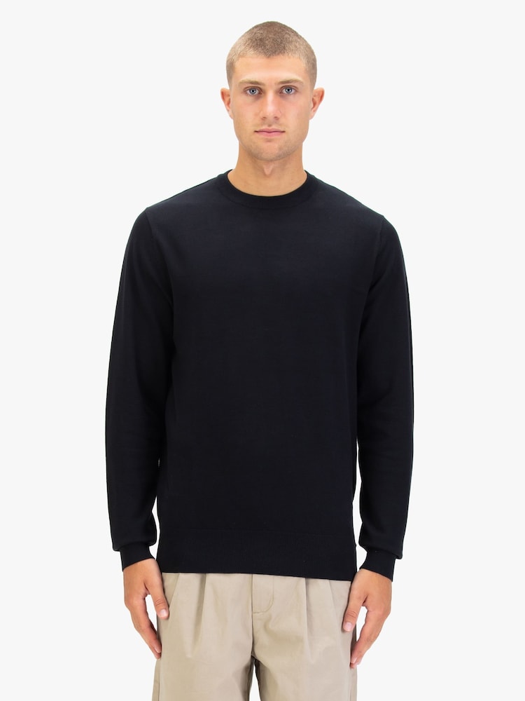 Luke 1977 Noah 1000 Black Super Fine Knitted Jumper - Image 1 of 6 Luke 1977 Noah 1000 Black Super Fine Knitted Jumper - Image 1 of 6