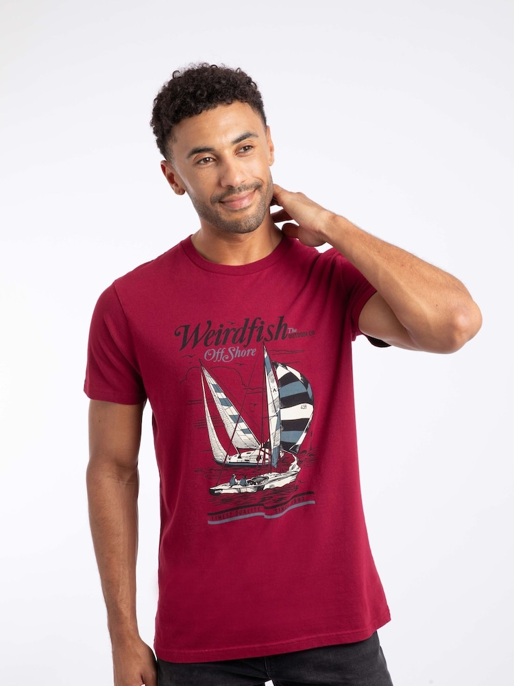 Weird Fish Red Off Shore Front Print Graphic T-Shirt - Image 1 of 6