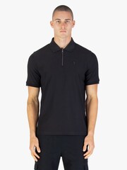Luke 1977 Penrith Zip Neck Black Polo Shirt - Image 1 of 7