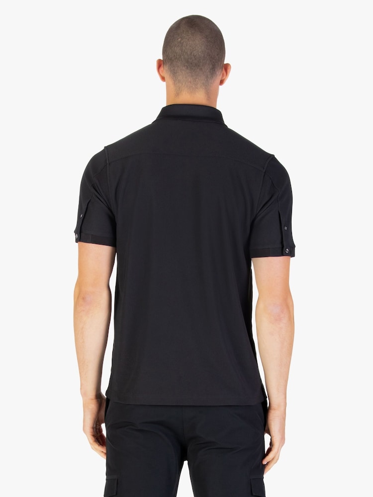 Luke 1977 Penrith Zip Neck Black Polo Shirt - Image 2 of 7 Luke 1977 Penrith Zip Neck Black Polo Shirt - Image 2 of 7