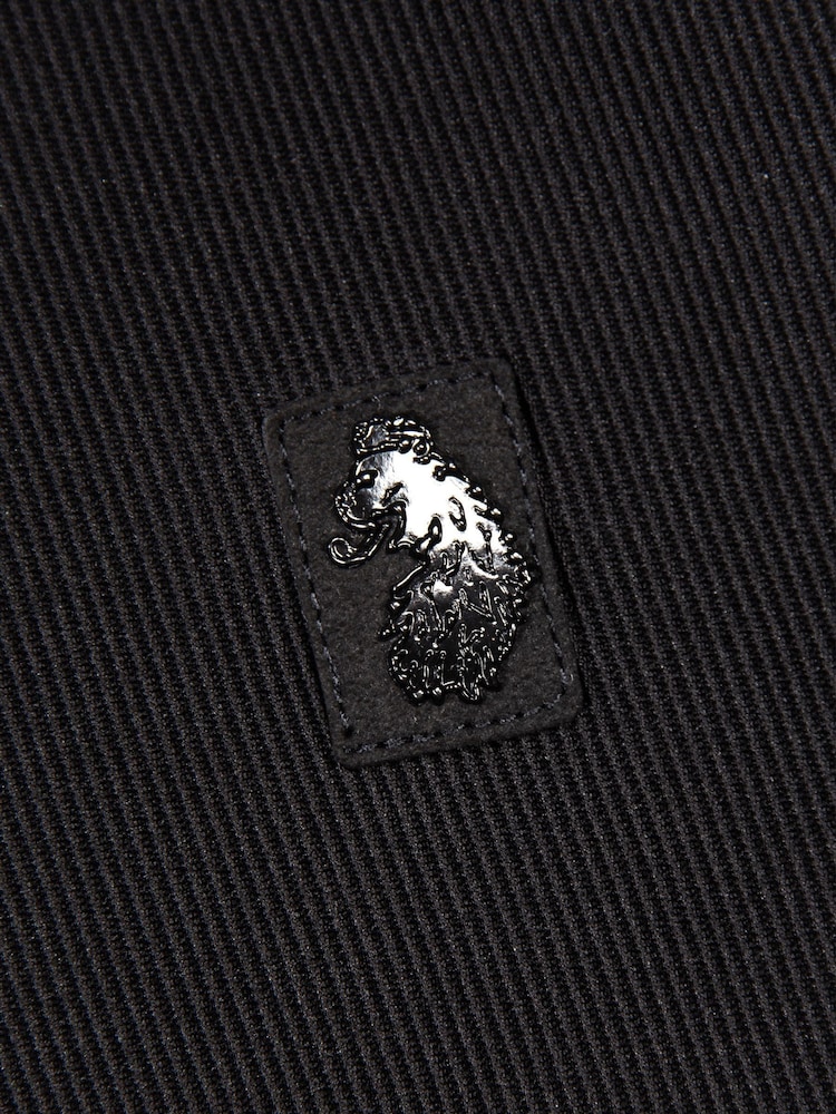 Luke 1977 Penrith Zip Neck Black Polo Shirt - Image 7 of 7