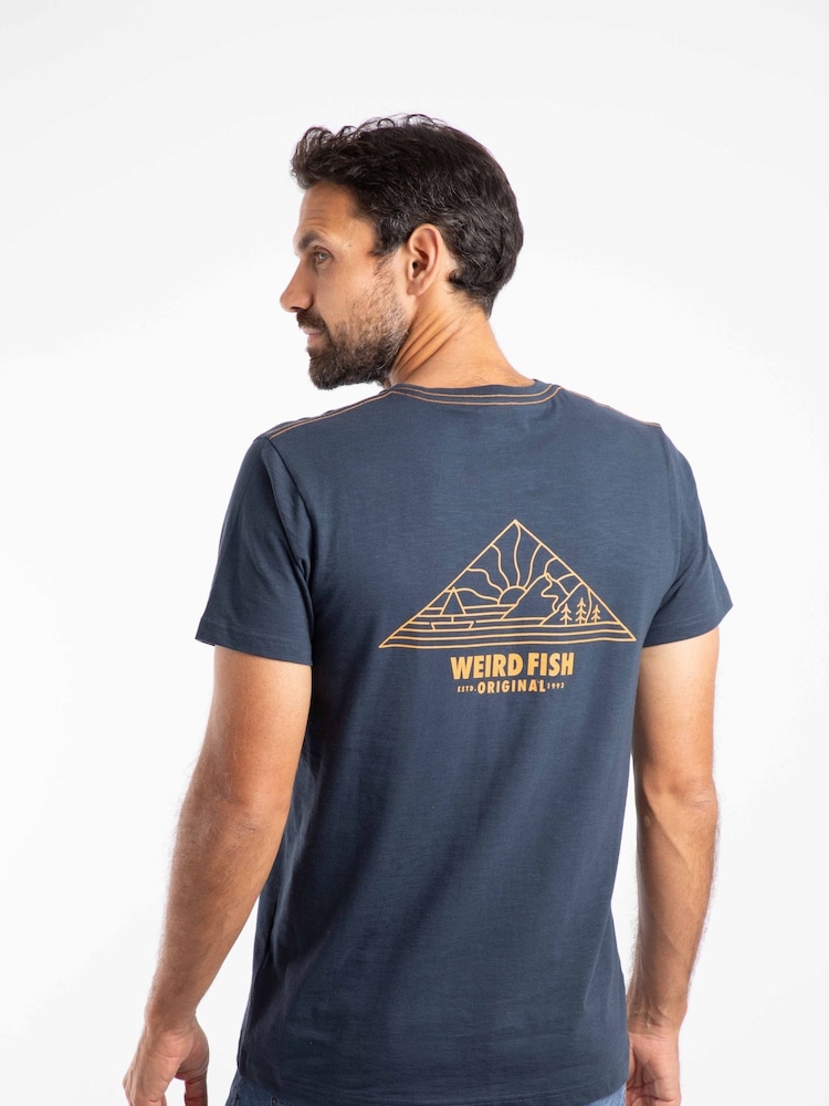 Weird Fish Blue Pyramid View Back Print Graphic T-Shirt - Image 2 of 6