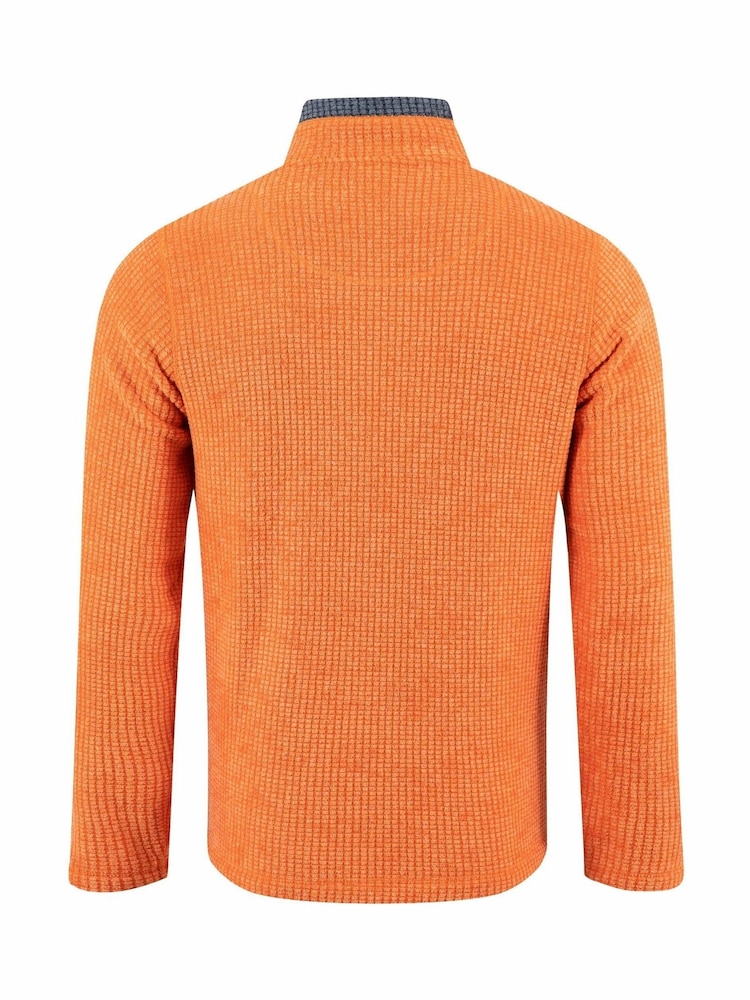 Weird Fish Orange Newark 1/4 Zip Grid Fleece - Image 6 of 6 Weird Fish Orange Newark 1/4 Zip Grid Fleece - Image 6 of 6