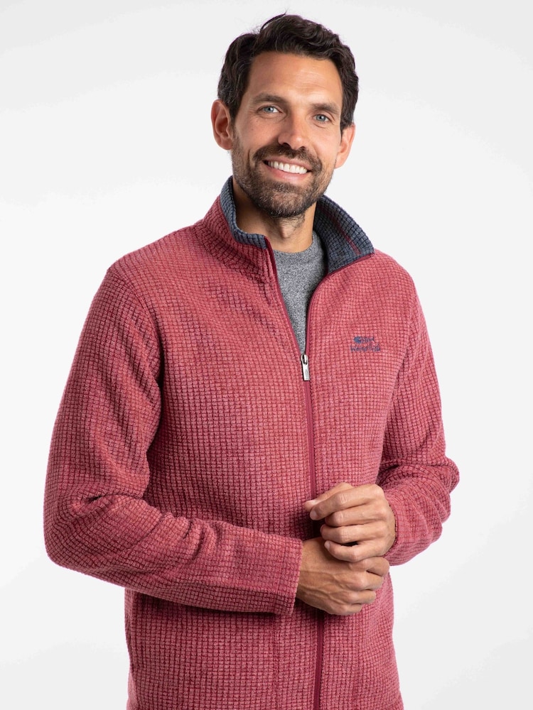 Weird Fish Pink Shires Full Zip Grid Fleece - Image 2 of 6 Weird Fish Pink Shires Full Zip Grid Fleece - Image 2 of 6