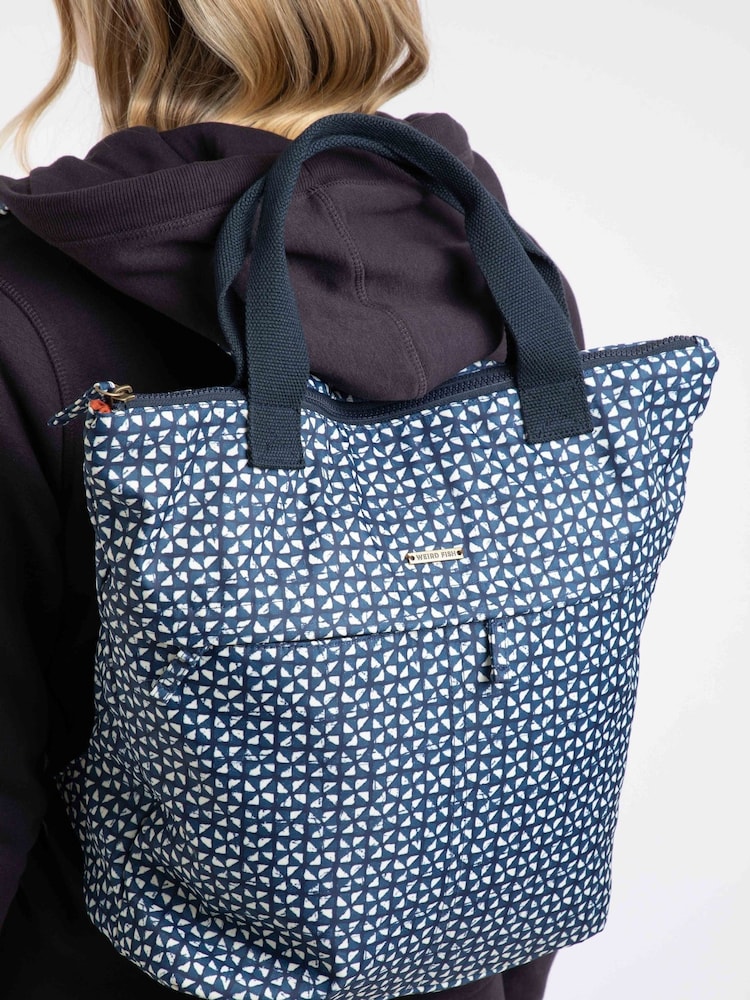 Weird Fish Sky Blue Ekora Printed Polyester Backpack - Image 2 of 6 Weird Fish Sky Blue Ekora Printed Polyester Backpack - Image 2 of 6