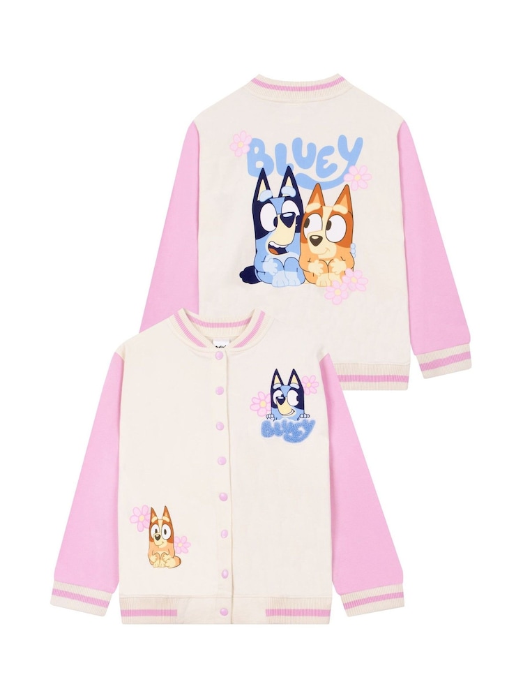 Character Pink Bluey And Bingo Girls Bomber Jacket - Image 1 of 11 Character Pink Bluey And Bingo Girls Bomber Jacket - Image 1 of 11