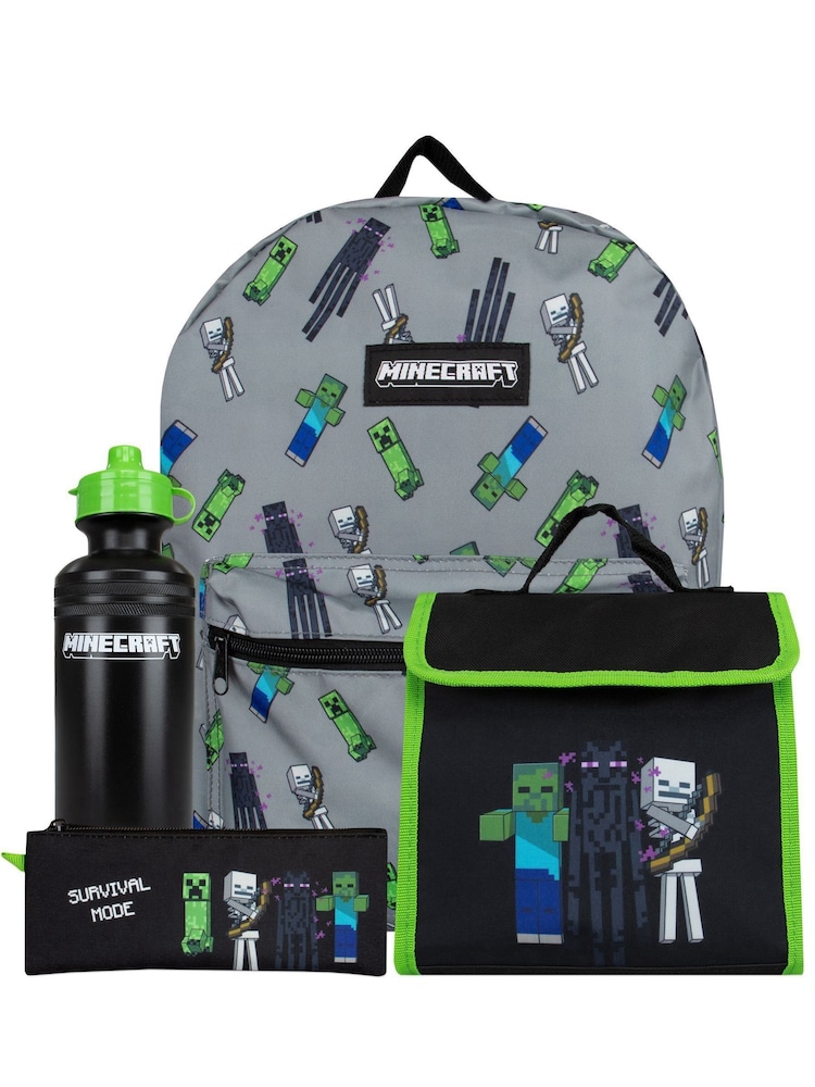 Character Minecraft 4 Piece Backpack Lunch bag And Water Bottle Set - Imagen 1 de 8