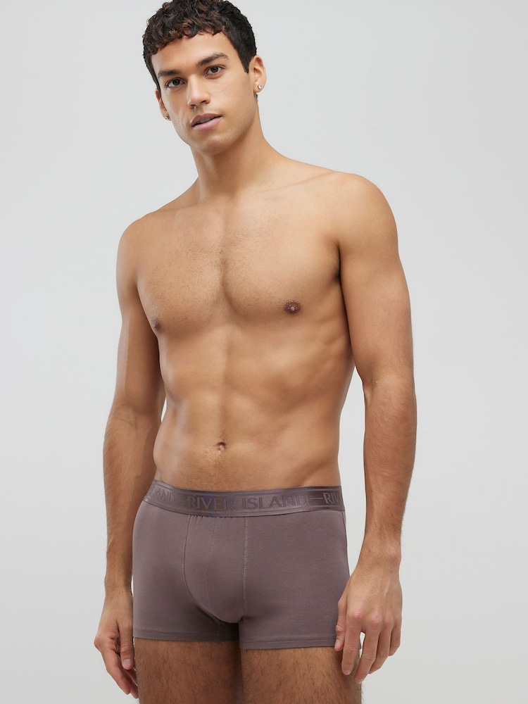 River Island Brown Jacquard Waistband Trunks 5 Pack - Image 2 of 3 River Island Brown Jacquard Waistband Trunks 5 Pack - Image 2 of 3