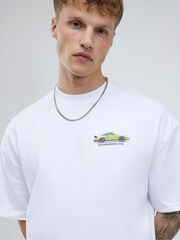 River Island White Oversized Classic Car T-Shirt - Image 4 of 4