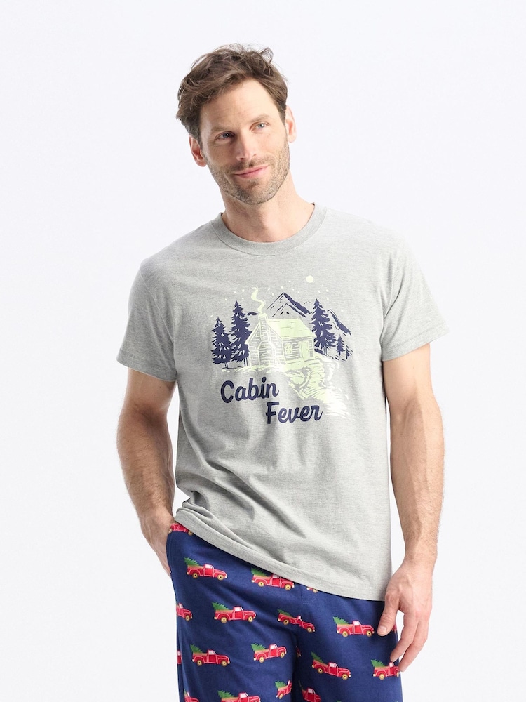 Hatley Grey Winter Cabin Men's T-Shirt - Image 1 of 3