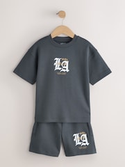 Charcoal Grey Heavyweight Short Sleeve T-Shirt and Shorts Set (3-16yrs) - Image 1 of 6