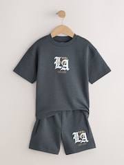 Charcoal Grey Heavyweight Short Sleeve T-Shirt and Shorts Set (3-16yrs) - Image 7 of 11