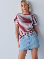 Blue/Red Striped Layered Short Sleeve Crew Neck T-Shirt - Image 2 of 8