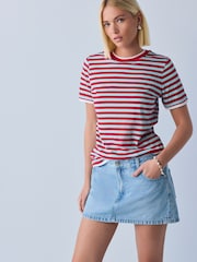 Blue/Red Striped Layered Short Sleeve Crew Neck T-Shirt - Image 3 of 8