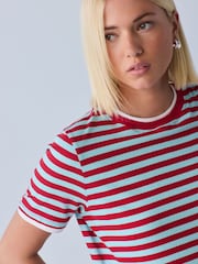 Blue/Red Striped Layered Short Sleeve Crew Neck T-Shirt - Image 5 of 8