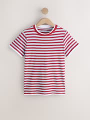 Blue/Red Striped Layered Short Sleeve Crew Neck T-Shirt - Image 6 of 8