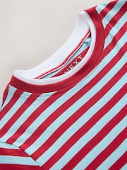 Blue/Red Striped Layered Short Sleeve Crew Neck T-Shirt - Image 7 of 8