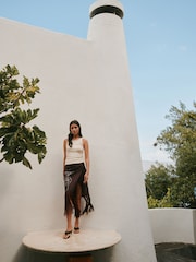 Ecru Ribbed Crochet Vest Top - Image 2 of 8