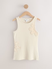 Ecru Ribbed Crochet Vest Top - Image 6 of 8