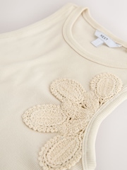 Ecru Ribbed Crochet Vest Top - Image 8 of 8