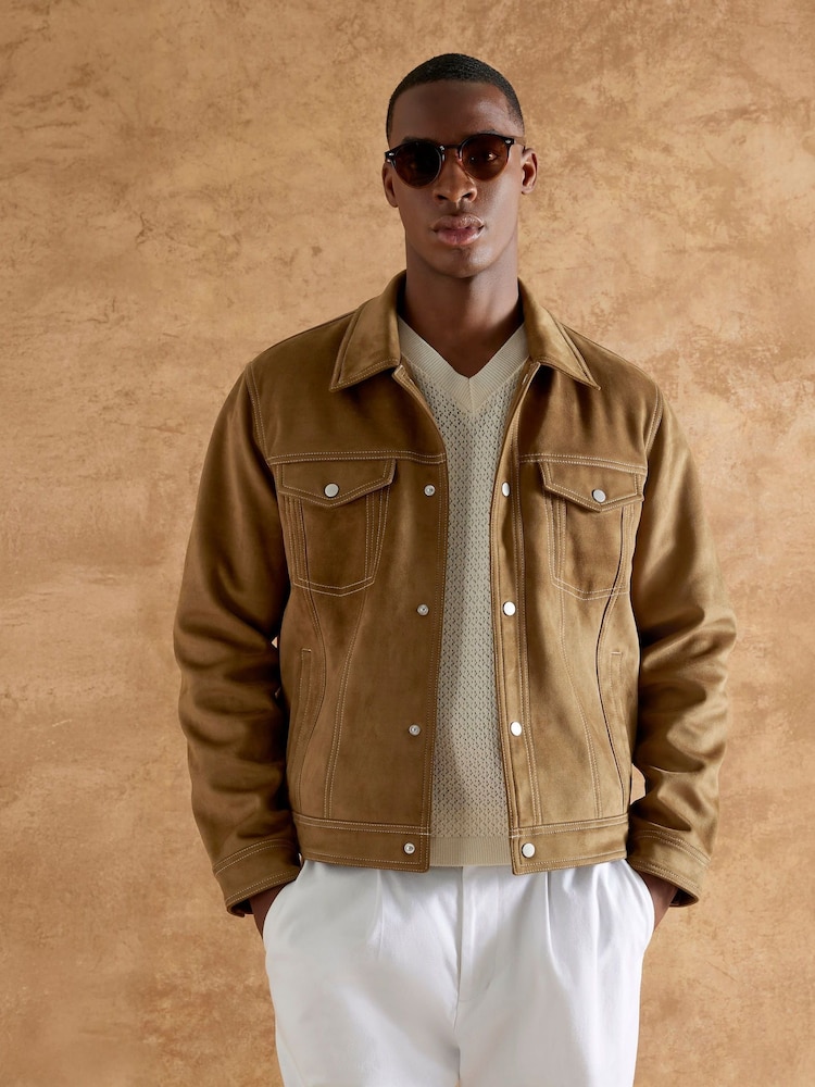 River Island Brown Suedette Western Jacket - Image 1 of 4