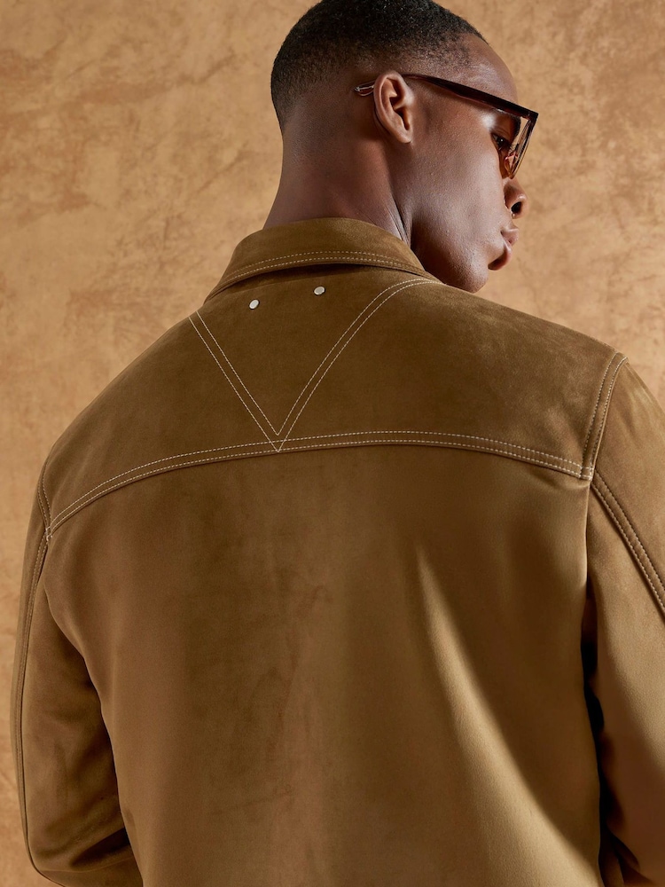 River Island Brown Suedette Western Jacket - Image 4 of 4